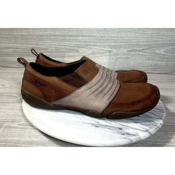 Teva Comfort Shoes Womens Size 8.5 Brown Leather Slip On 6042 Outdoor Low Top - Picture 2 of 10